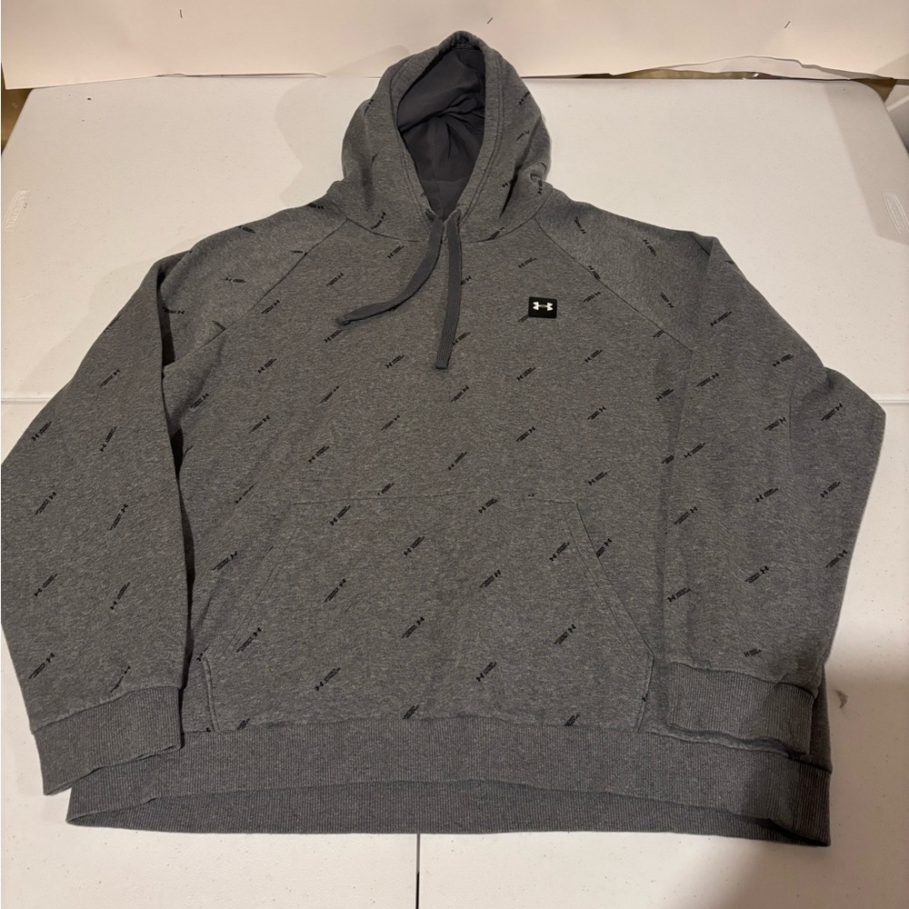 Under Armour Logo Print Gray Pullover Athletic Hoodie Men’s Size XXL